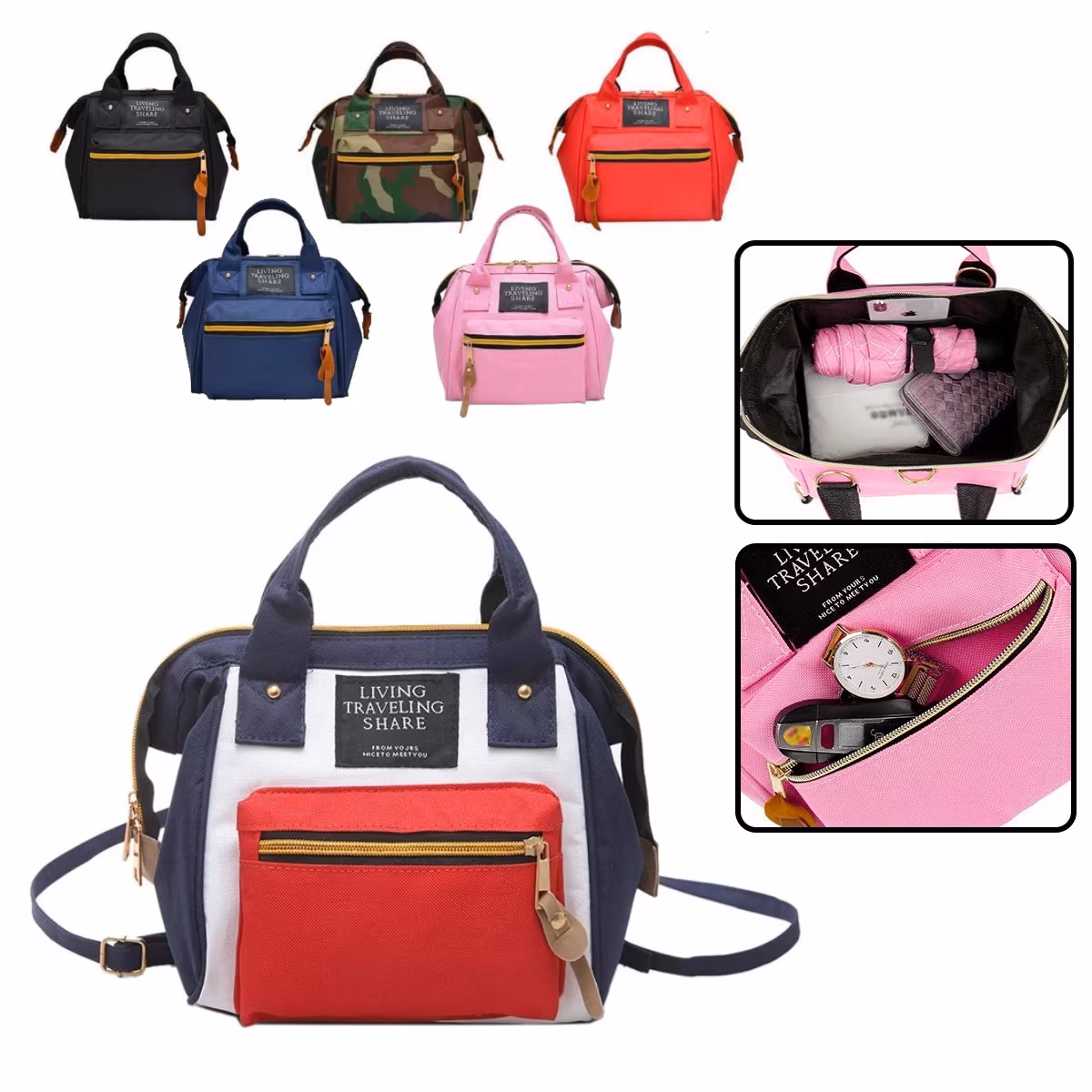 Mini Mommy Bag, 3in1 Damen Rucksack Schultertasche Handtasche, Frauen Multifunktionstasche