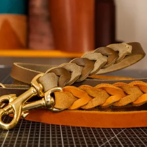 Geflochtene Fettlederleine mit Handschlaufe 'MINERVA'