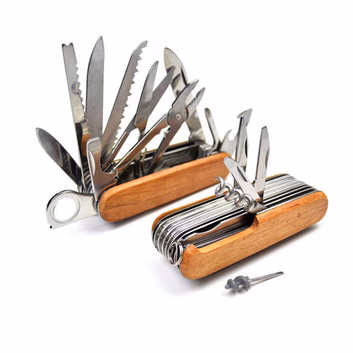 Multifunktions-Taschenmesser mit 26 Funktionen, Holzgriff und Schlüsselring – Bild 5