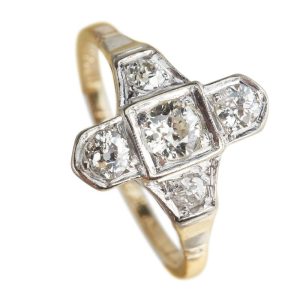 Um 1940 – Art déco Diamantring / Verlobungsring