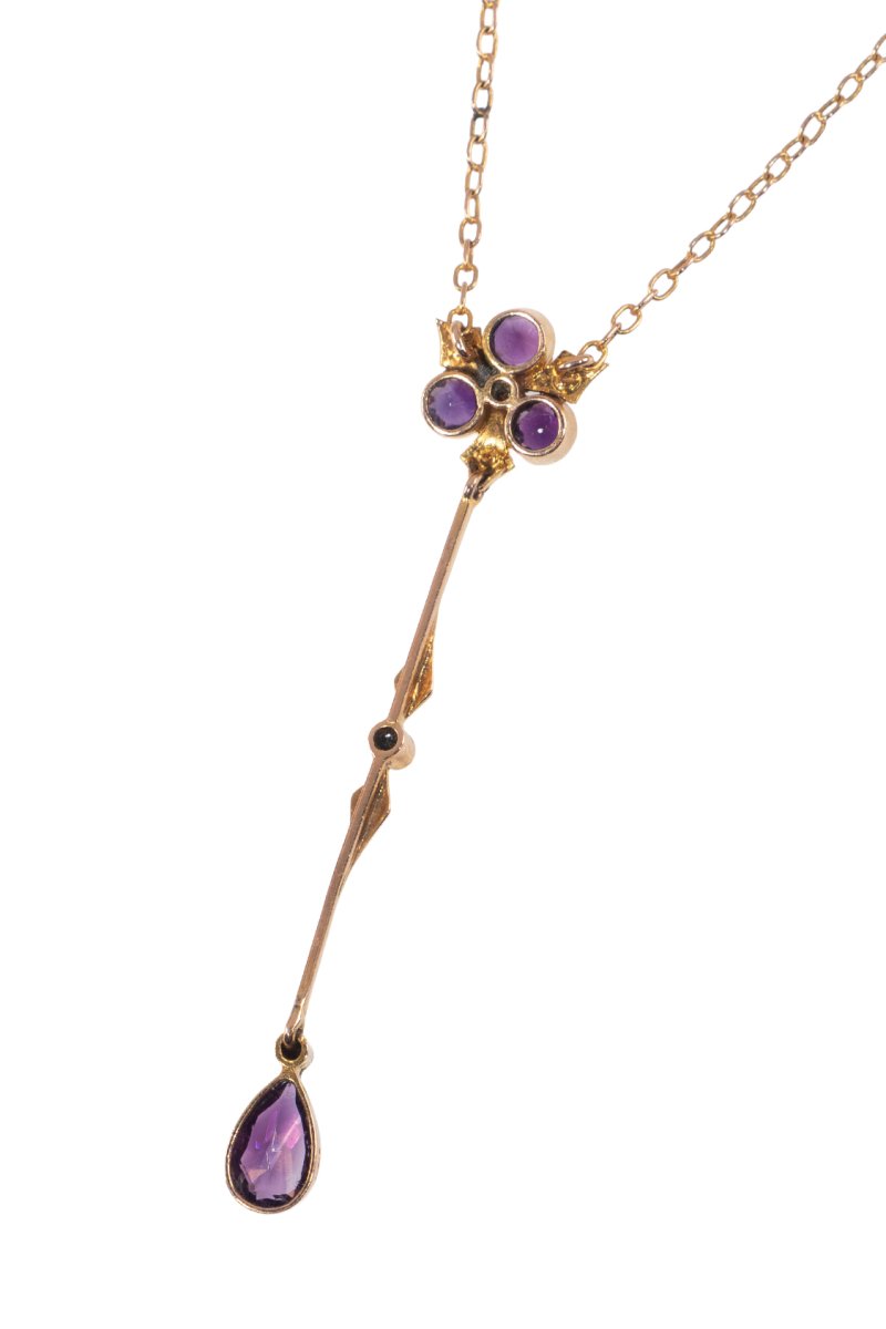 Um 1910 – Collier mit Amethyst und Perlen – Bild 5