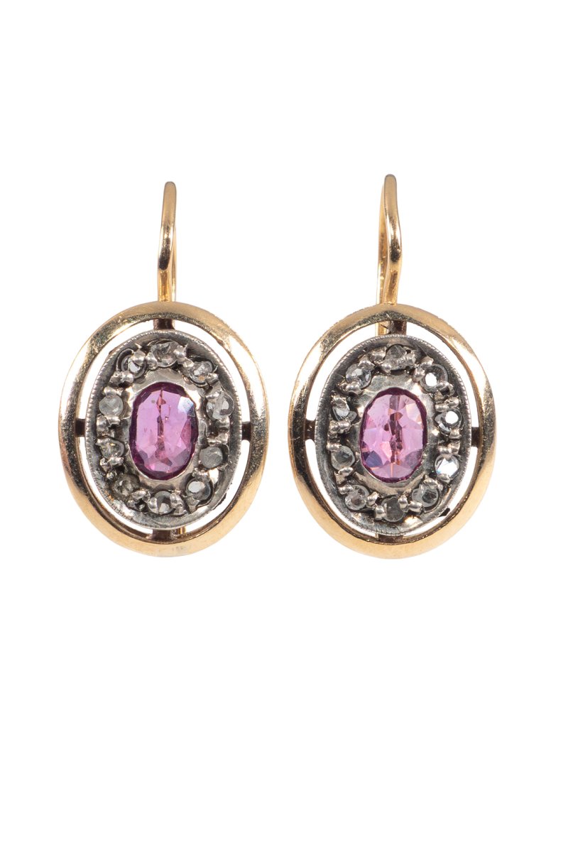 Um 1880 – Diamantohrringe mit Rubinen