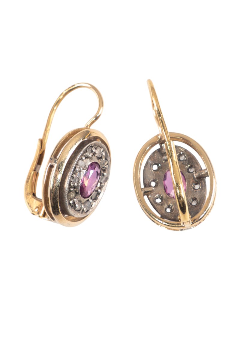 Um 1880 – Diamantohrringe mit Rubinen – Bild 4