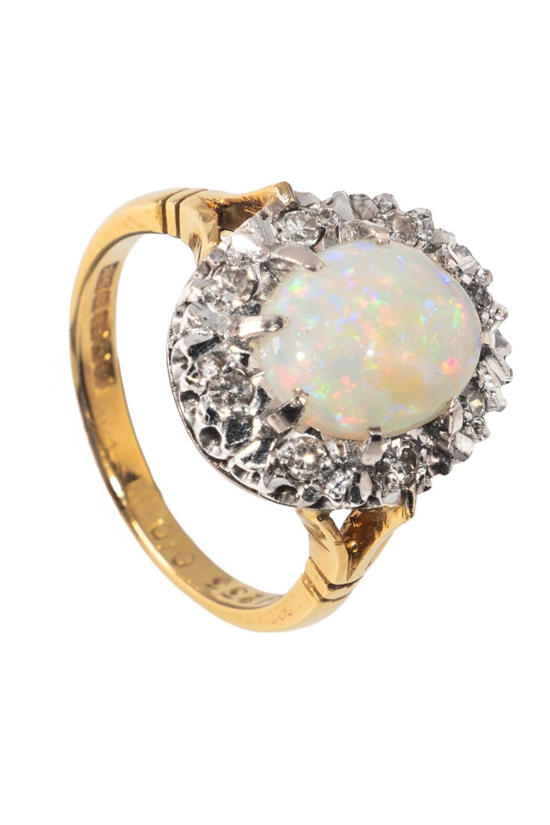 Datiert 1973 – Vintage Ring mit Opal und Diamanten – Bild 2