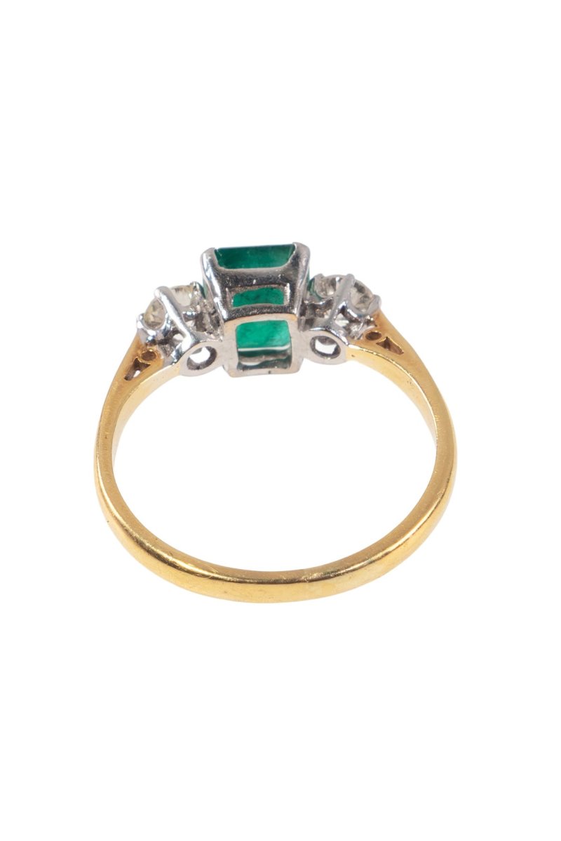 Um 1970 – Trilogy Ring mit Smaragd & Diamanten – Bild 5