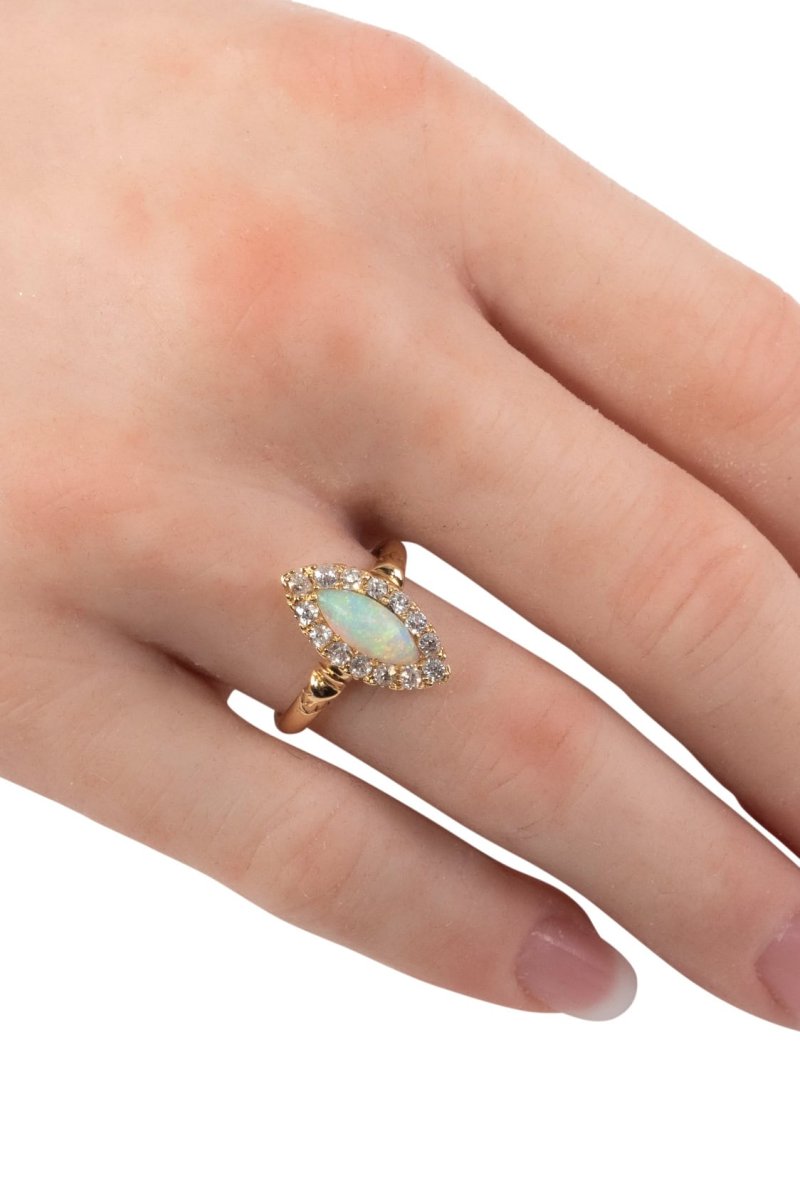 Datiert 1900 – Opal Diamantring – Bild 3