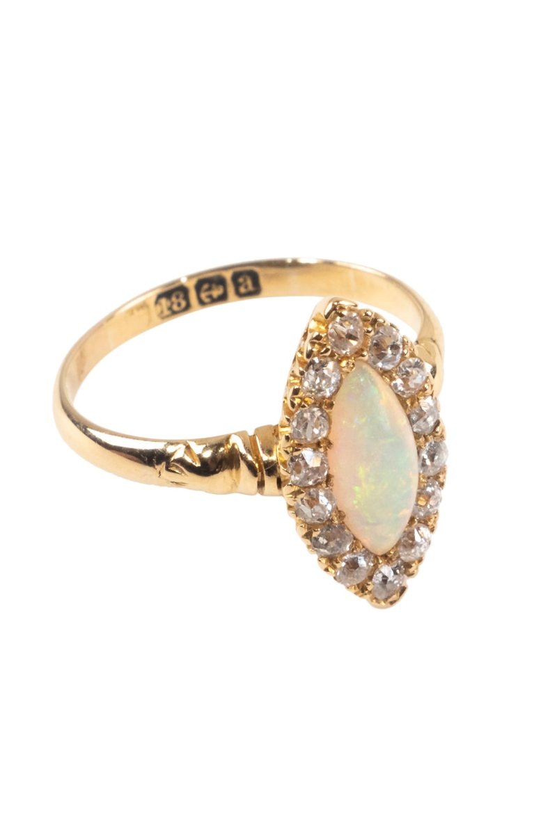 Datiert 1900 – Opal Diamantring – Bild 4
