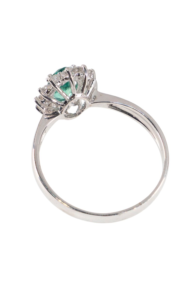 Um 1990 – Entourage Ring mit Smaragd und Diamanten – Bild 5