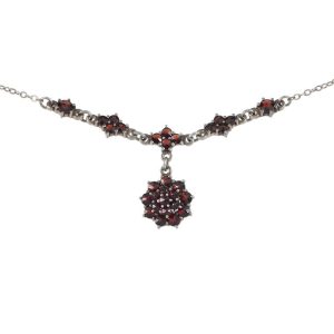 Um 1950 – Granatcollier vergoldet, Vintage Deutschland