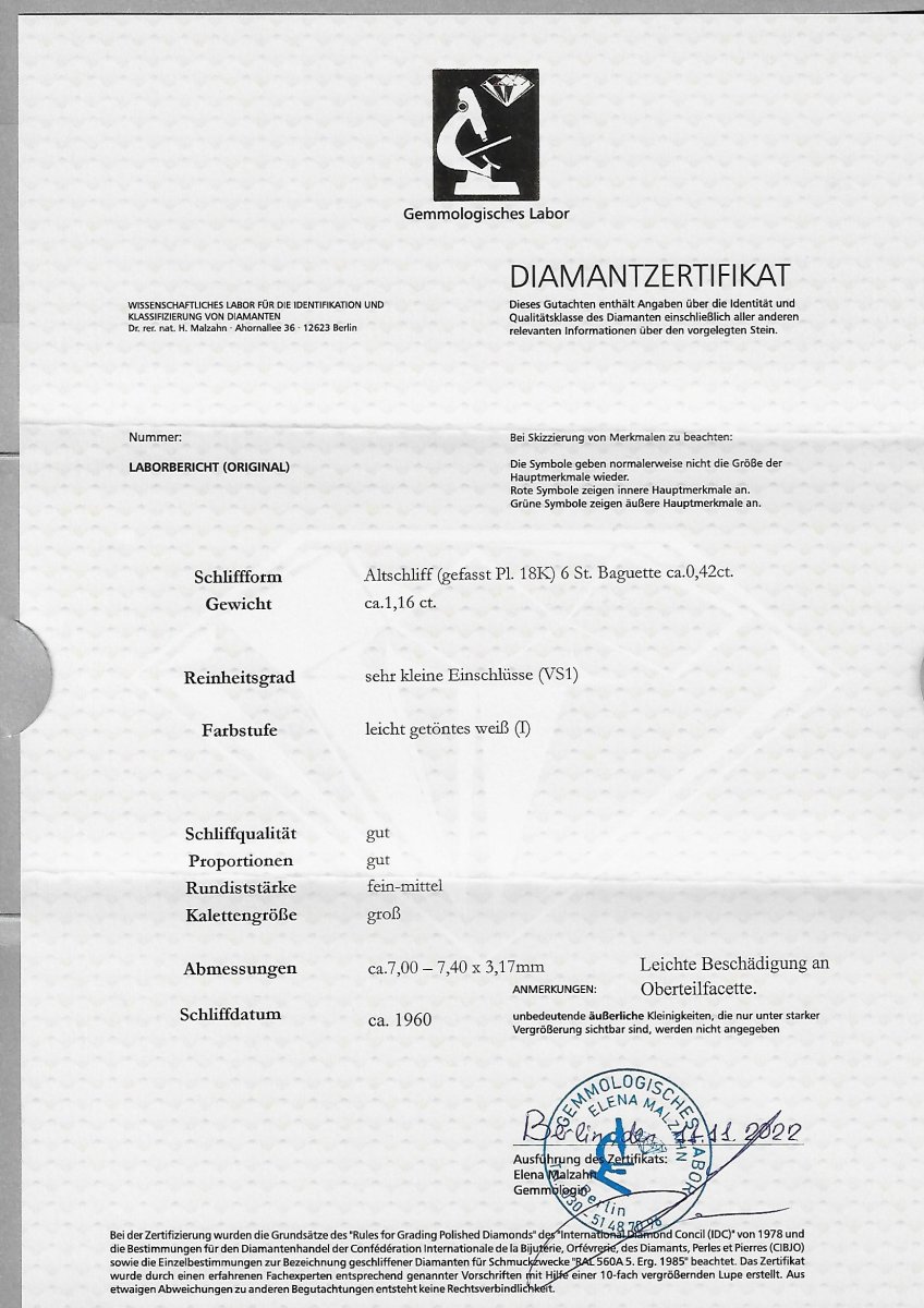 Um 1960 – Diamantring / Vintage Verlobungsring, inkl. Diamantzertifikat! – Bild 8