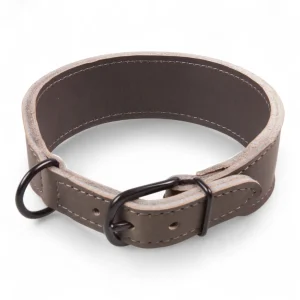 Fettleder Hundehalsband grau extrabreit